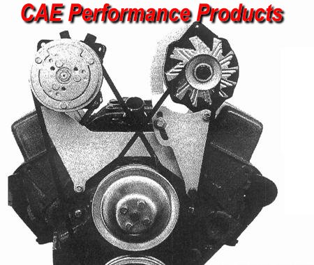 High mount LHS alternator bracket - short water pump. Bolts on to the top of the water pump and the two front intake bolts. Will clear tall valve covers. No drilling or tapping required