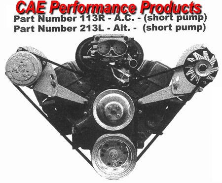 Side mount LHS alternator bracket - short water pump. Bolts to the water pump and exhaust. No holes in head required. Fits with stock exhaust manifolds and most headers