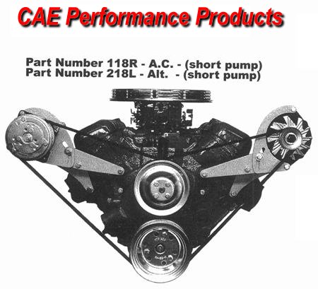 Side mount LHS alternator bracket - short water pump. Ideal for low hood appliactions and wide engine bays. Botls on to head and water pump