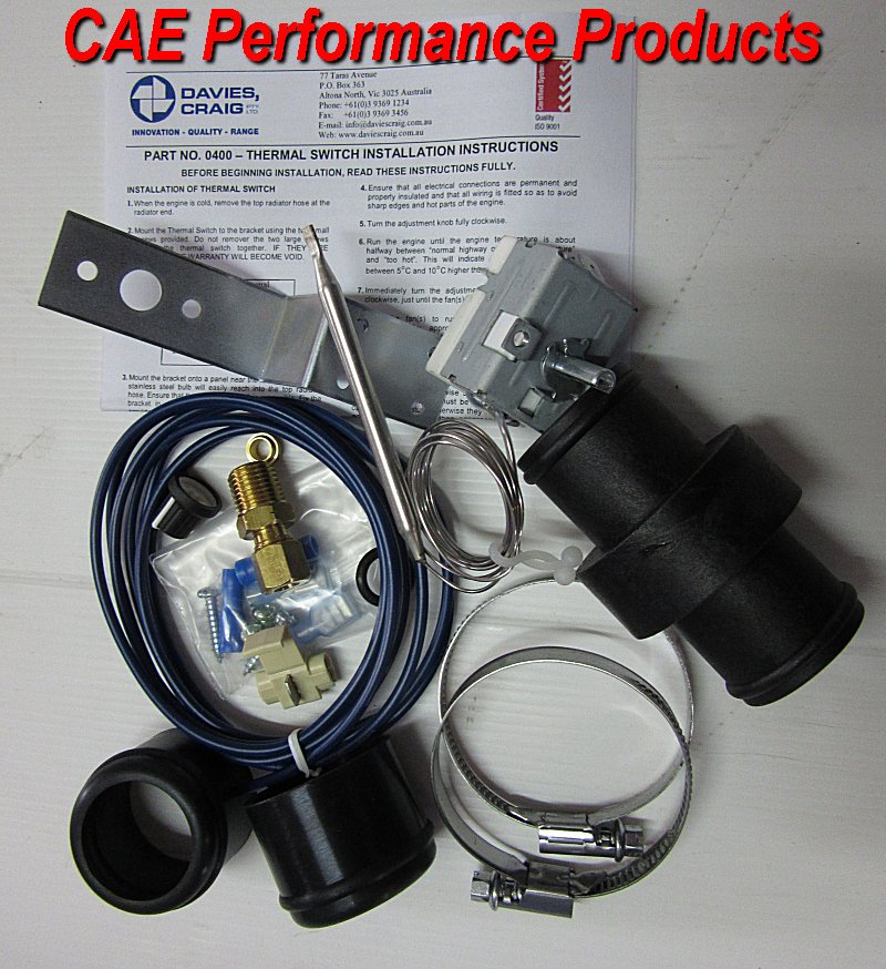 Thermatic Switch Kit Simple inline top radiator hose fittment Thermatic fan switch and water temperature sensor adaptor 12 or 24Volt