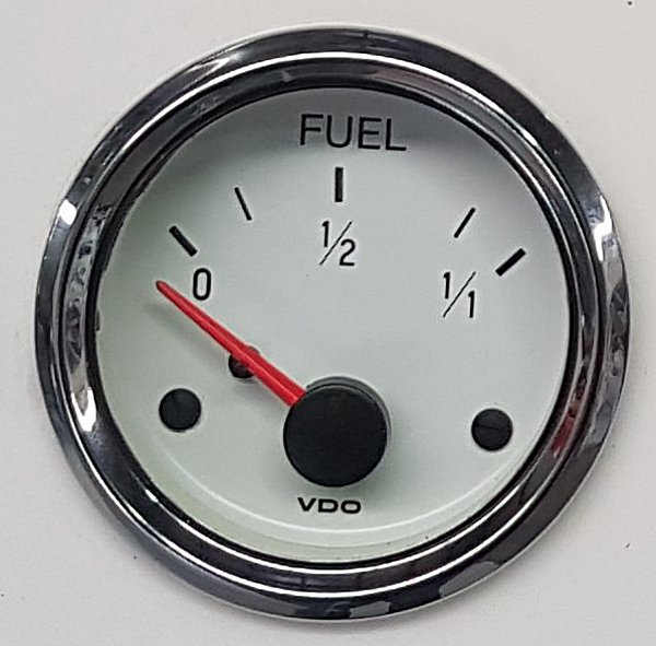 Fuel Gauge Chrome Bezel suit float arm 10-180ohms 12V 50mm dia.