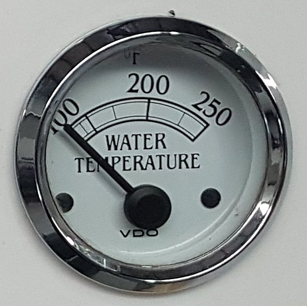 Water Temperature Gauge Classic style face 100-250f 12v 50mm dia.