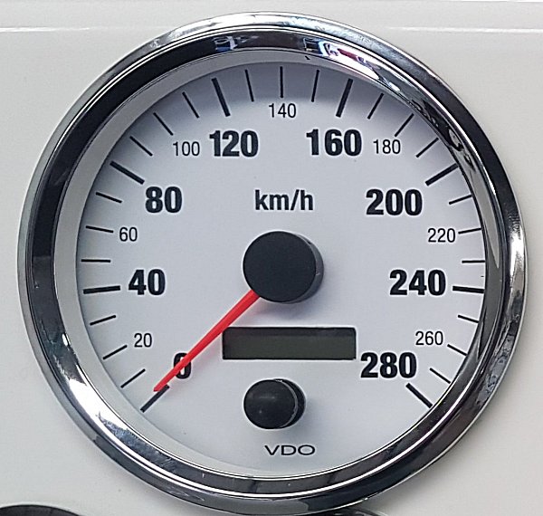 Speedometer Chrome Bezel Odometer and trip distance LC-Display 0-280kmh 100mm dia. 12v/24v