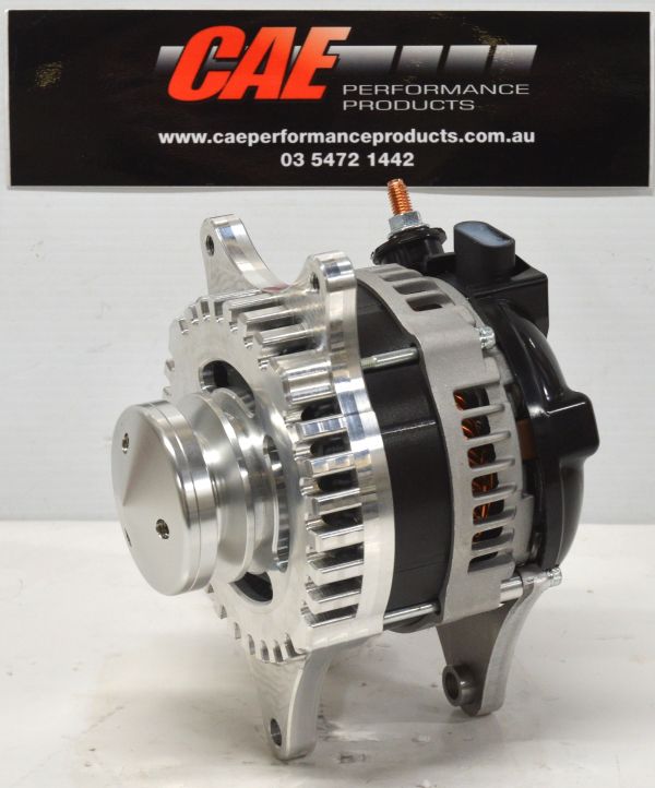 Chrysler 270 amp alternator suits 6 cyl and V8 engines. Supplied with 1 wire regulator. Billet aluminium front and rear housing.