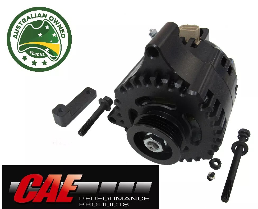 Black finish alternator and adaptor kit suit all Holden & Nissan RB series engines. Charges 270amps at 14.2 volts