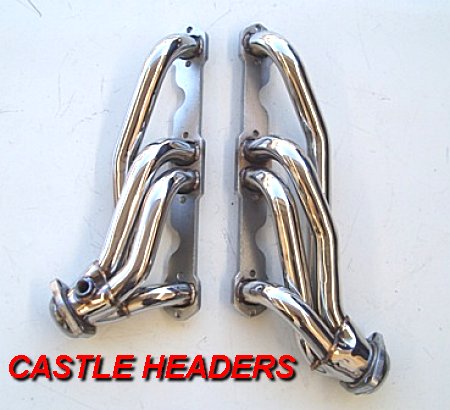 CHEVROLET SMALL BLOCK REAR EXIT. POLISHED STAINLESS STEEL 1 5/8in. PRIM.