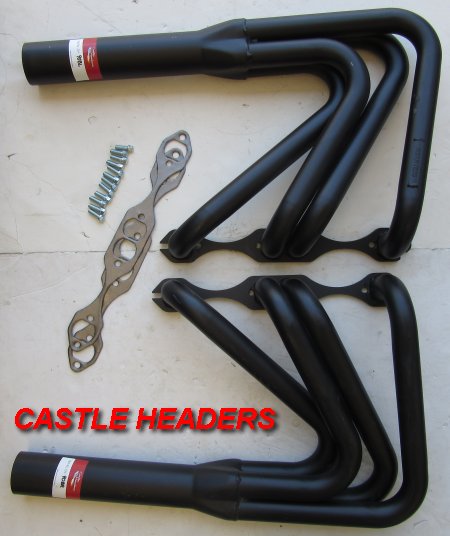 CHEVROLET SMALL BLOCK IN BOAT. OVER TRANSIT. 1 3/4in. PRIM. 3in. OUTLET 4 INTO 1 DESIGN.
