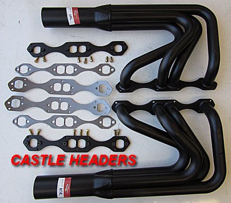CHEVROLET SMALL BLOCK SPRINT CAR 23 DEG. HEADS 4 INTO 1 DESIGN 1 7/8in. PRIM. 3.5in. OUTLET.
