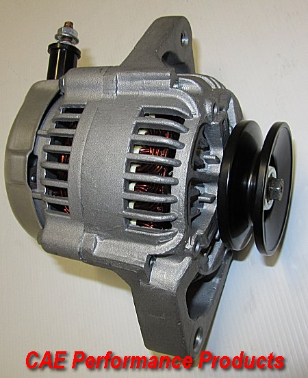 Universal Mini Alternator 12Volt 80Amp - 100mm diameter housing - Internal Fan and single wire connection.