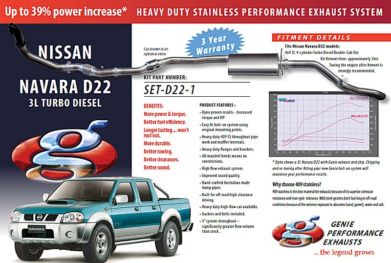 NISSAN NAVARA D22 3L Turbo Diesel 4X4 Double-Cab Ute 409 Stainless Steel