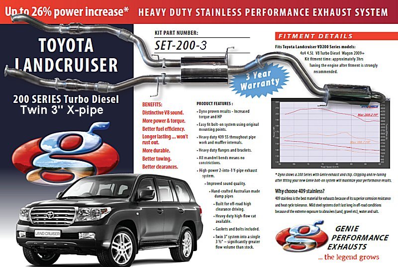 TOYOTA LANDCRUISER 200 SERIES Twin Turbo Diesel 4.5L Wagon 3in x-pipe 2009+ 409 Stainless Steel