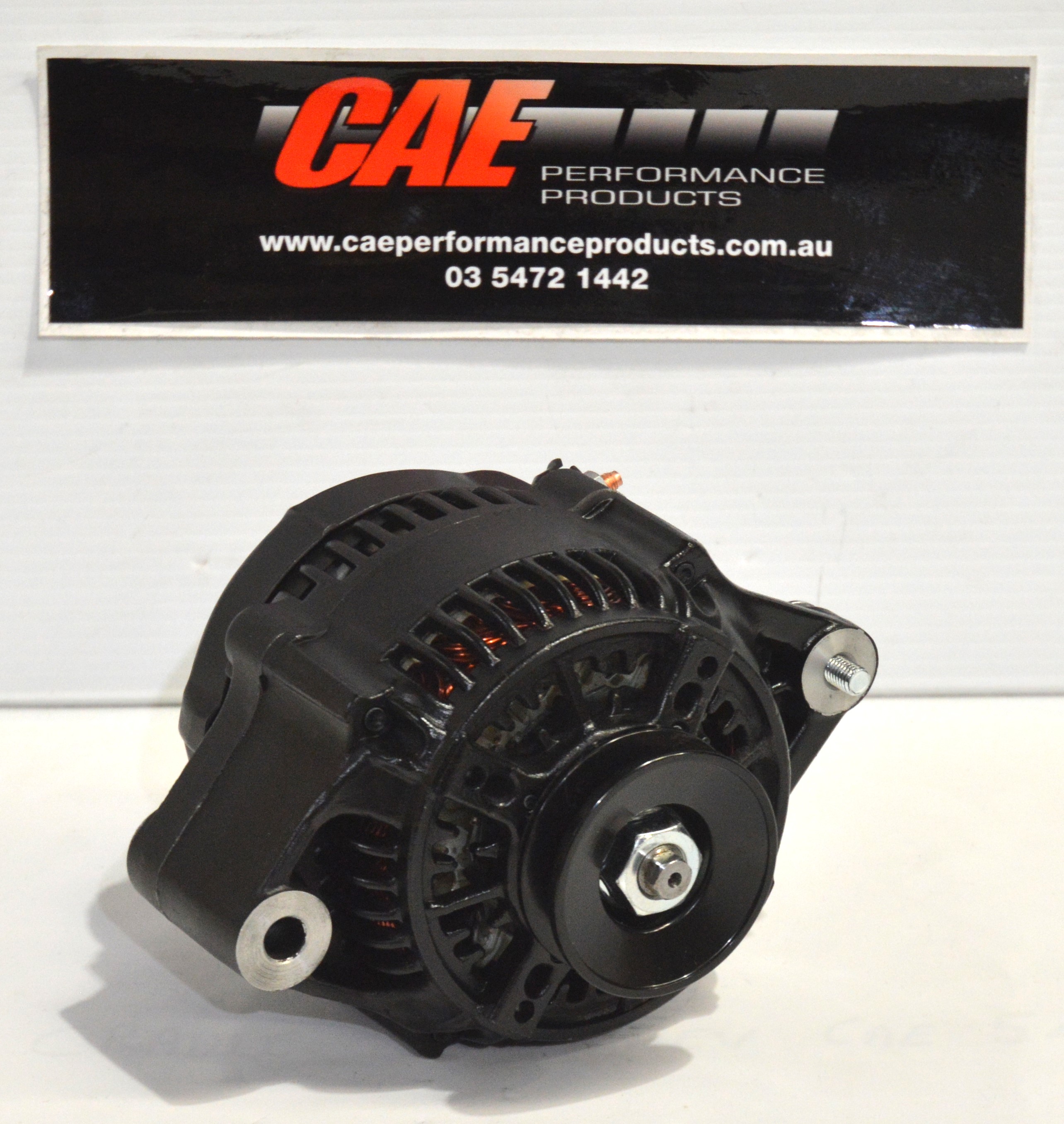 Nippon Denso Internal fan type - 130 Amp. Suits all Chev Holden & Ford engines. Ideal for Street Rods and Race Cars where space is restricted. Available in Vee belt or Serpentine drive pulley. Black finish