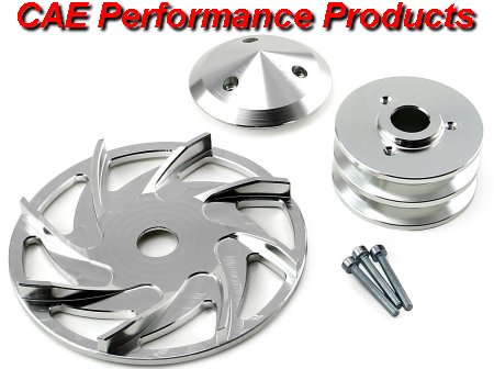 Universal dual V-Belt Billet Alternator Fan and Pulley Kit