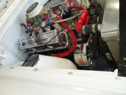 Ford Windsor engine with custom built 4 into 1 headers.