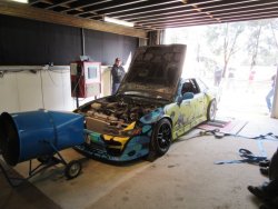 This Nissan Silvia with a RB25 DETurbo engine pulled a respectable 240Hp at the rear wheels.